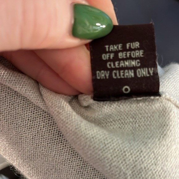 525 America Silk & Cashmere Sweater Cardigan Detachable Rabbit Fur Collar Gray - Picture 8 of 8